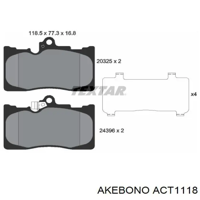 Купить ACT1118 Akebono Колодки тормозные