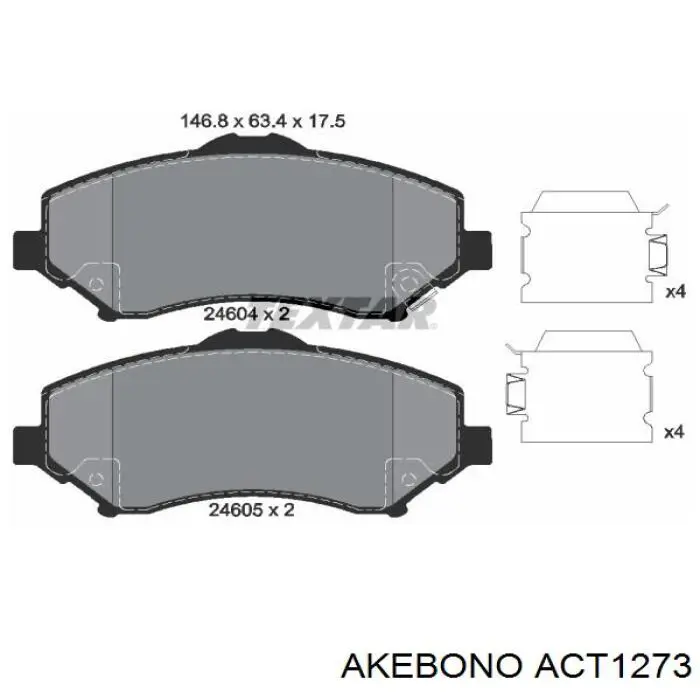 Колодки Akebono ACT1273 цена, от 35.43 USD