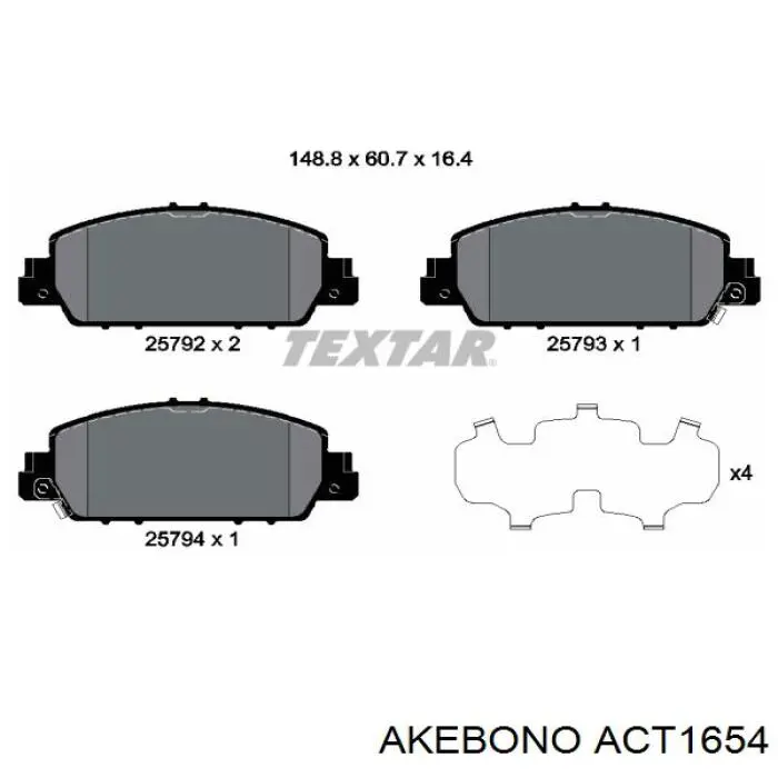 ACT1654 Akebono Колодки передние