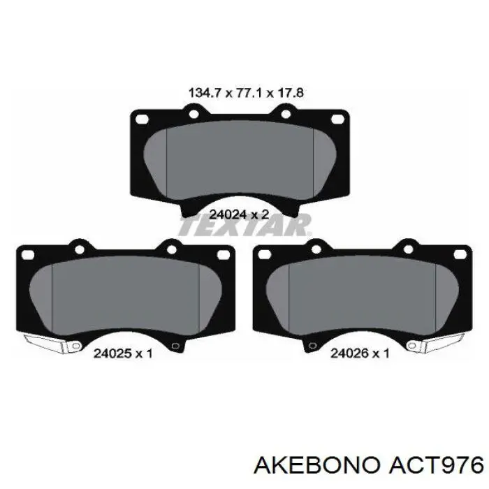 Колодки Akebono ACT976 цена, от 35.24 USD