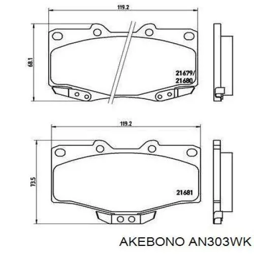 Купить AN303WK Akebono Колодки тормозные