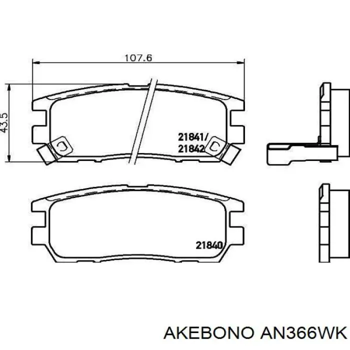 AN366WK Akebono Колодки тормозные дисковые комплект
