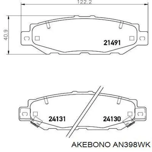 Задние тормозные колодки AN398WK Akebono