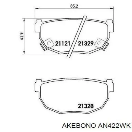 Задние тормозные колодки AN422WK Akebono