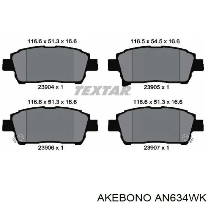 Передние тормозные колодки AN634WK Akebono