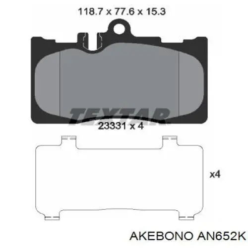 Колодки тормозные передние дисковые AKEBONO AN652K