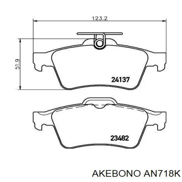 AN718K Akebono Колодки тормозные дисковые комплект