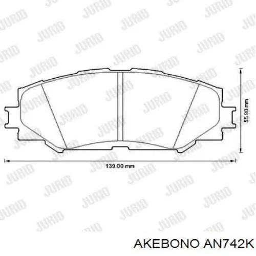 AN742K Akebono Колодки передние
