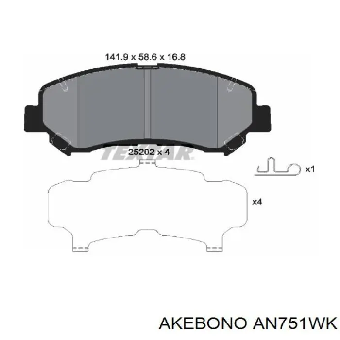 Передние тормозные колодки AN751WK Akebono