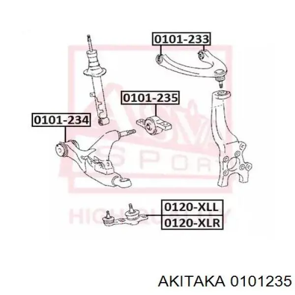 Сайлентблок переднего нижнего рычага 0101235 Akitaka