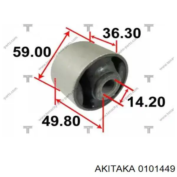 0101449 Akitaka Сайлентблок заднего продольного рычага, задний