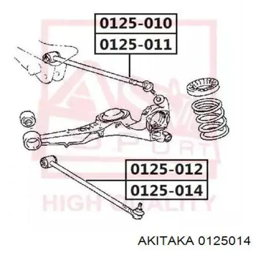 0125-014 Akitaka braço oscilante inferior esquerdo de suspensão traseira