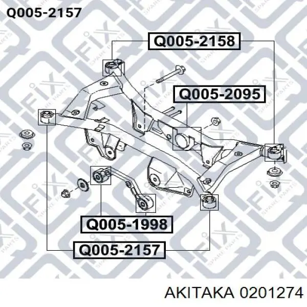 Сайлентблок задней балки (подрамника) 0201274 Akitaka