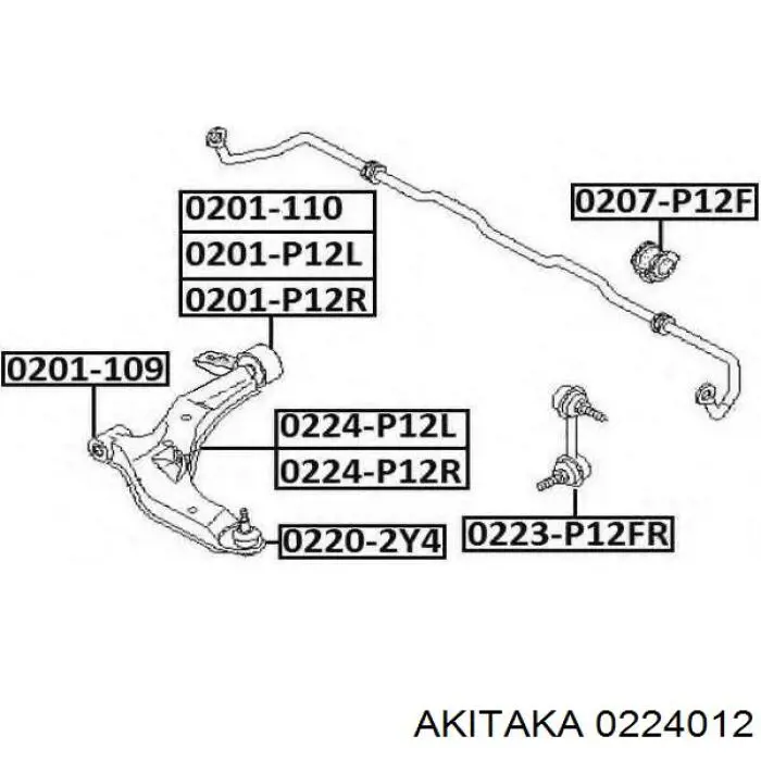 Рычаг передней подвески нижний левый 0224012 Akitaka