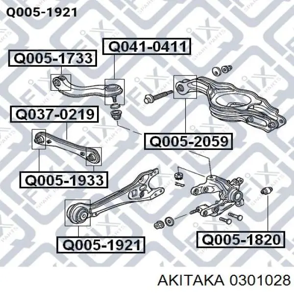 0301028 Akitaka Сайлентблоки продольных рычагов передней подвески