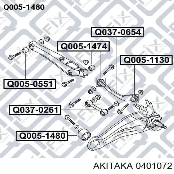 Сайлентблок заднего продольного нижнего рычага 0401072 Akitaka