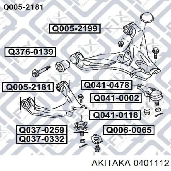 Сайлентблок переднего верхнего рычага 0401112 Akitaka