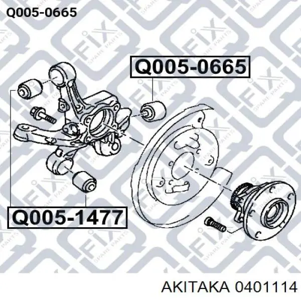 Купить 0401114 Akitaka Сайлентблок цапфы задней