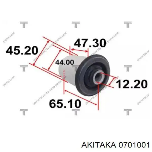 Silentblock de suspensión delantero inferior 0701001 Akitaka