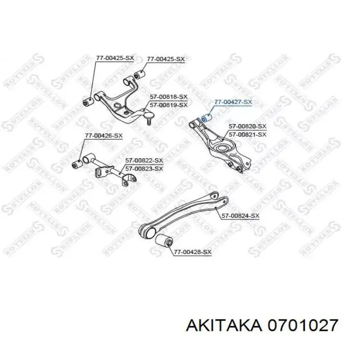Сайлентблок заднего нижнего рычага 0701027 Akitaka