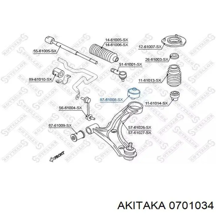 Сайлентблок передней подвески Akitaka 0701034 цена, от 8.08 USD