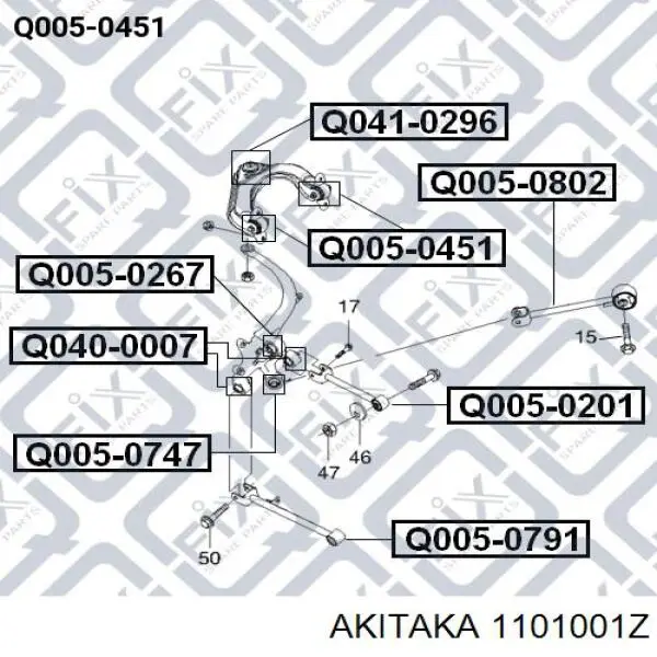 1101001Z Akitaka bloco silencioso do braço oscilante superior traseiro