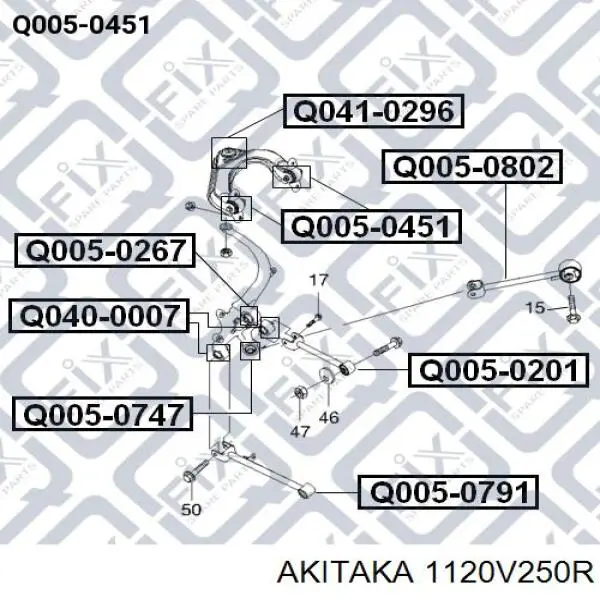 Верхняя шаровая опора задней подвески 1120V250R Akitaka