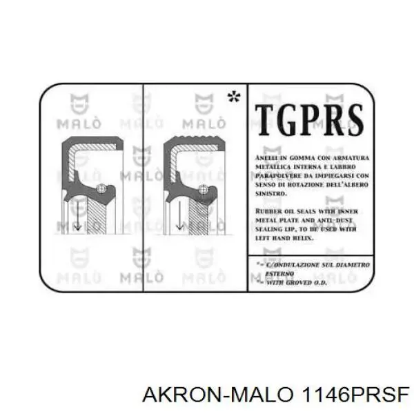 Сальник коленвала двигателя задний 1146PRSF Akron Malo