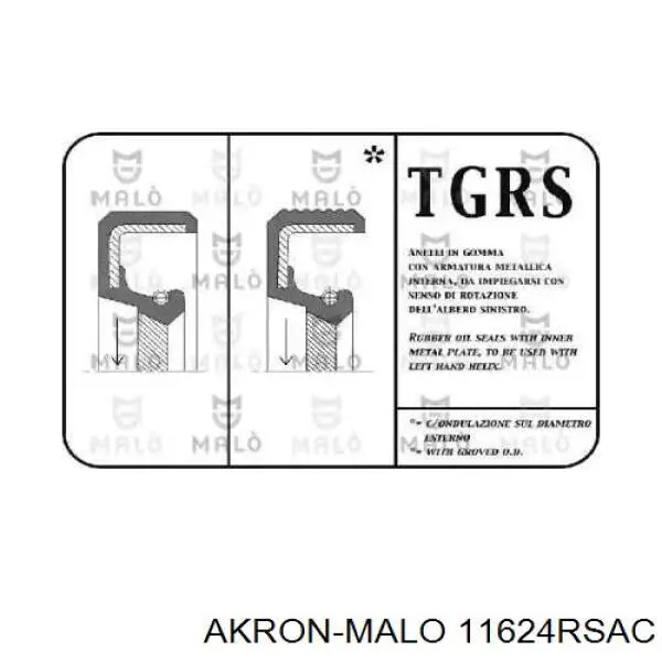 Сальник коленвала двигателя задний 11624RSAC Akron Malo