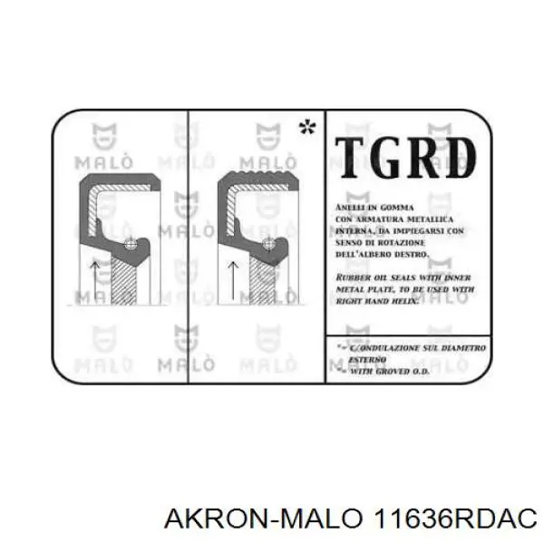 Сальник АКПП/КПП (входного/первичного вала) 11636RDAC Akron Malo