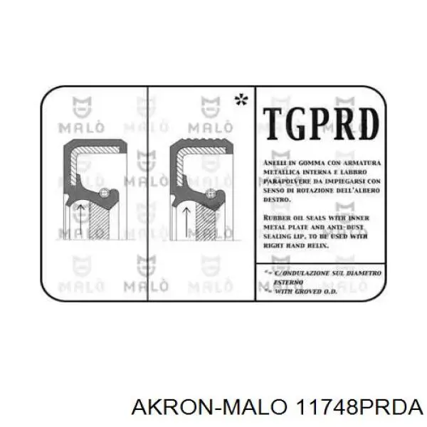 Сальник коленвала двигателя передний 11748PRDA Akron Malo