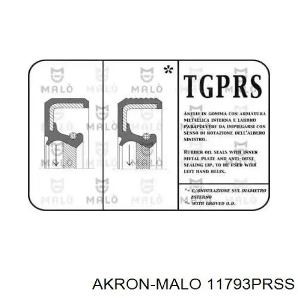 Сальник коленвала двигателя задний 11793PRSS Akron Malo