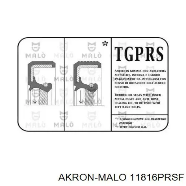 Сальник коленвала двигателя задний 11816PRSF Akron Malo