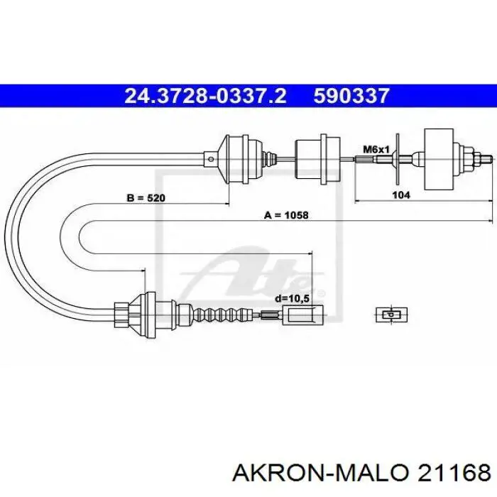 Трос сцепления 21168 Akron Malo