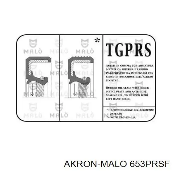 Сальник коленвала двигателя задний 653PRSF Akron Malo