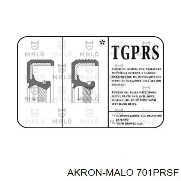 Сальник коленвала двигателя задний 701PRSF Akron Malo