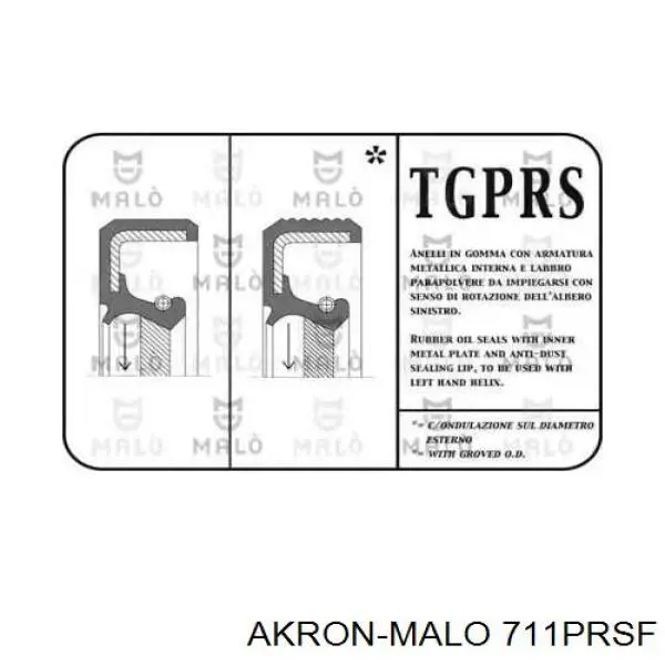 Сальник коленвала двигателя задний 711PRSF Akron Malo