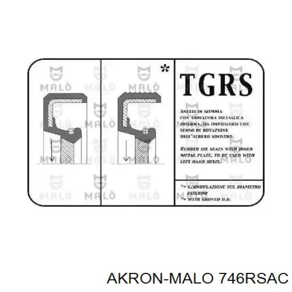 Сальник полуоси переднего моста левой 746RSAC Akron Malo