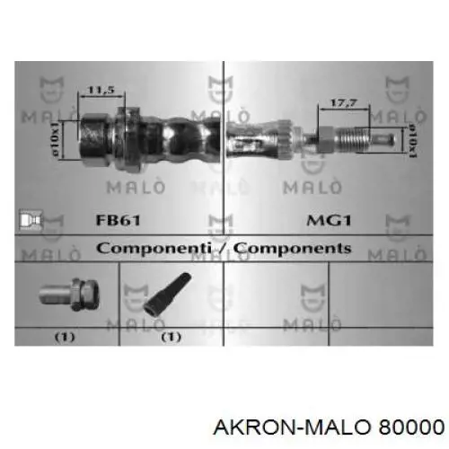 Шланг тормозной передний 80000 Akron Malo