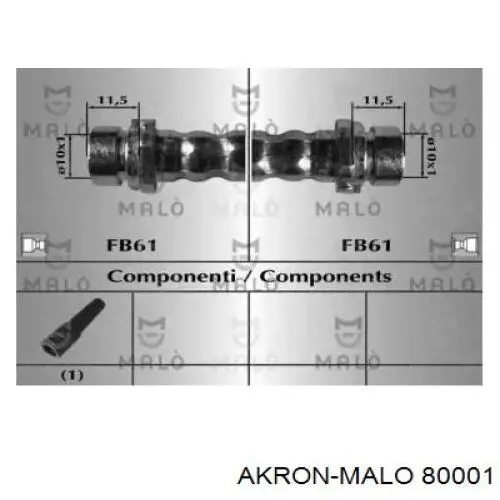 Шланг тормозной передний 80001 Akron Malo