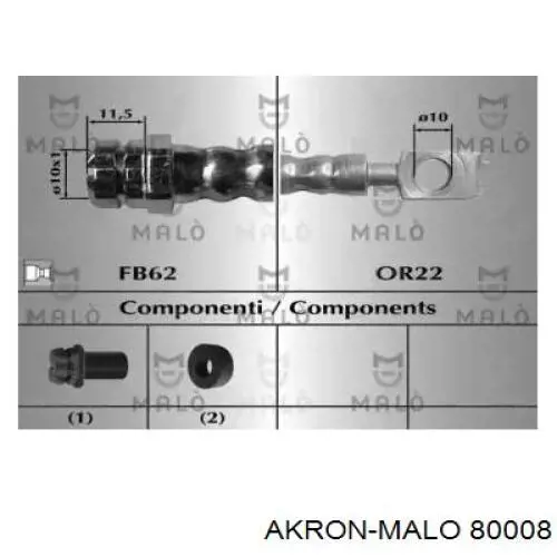 Шланг тормозной передний 80008 Akron Malo