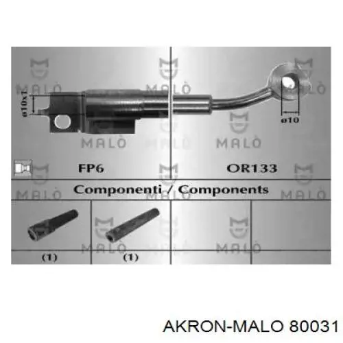 Шланг тормозной передний правый 80031 Akron Malo