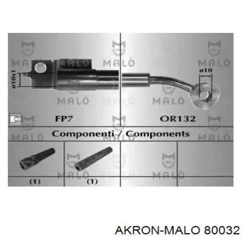 Шланг тормозной передний левый 80032 Akron Malo