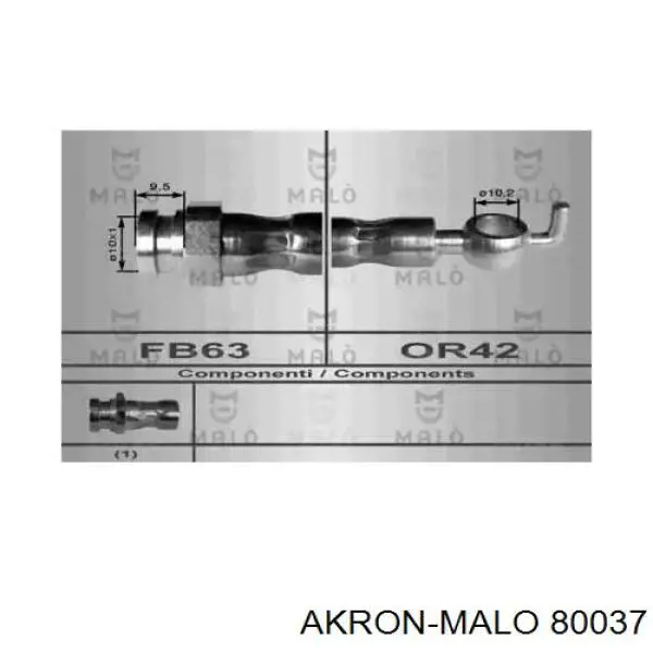 Шланг тормозной передний 80037 Akron Malo