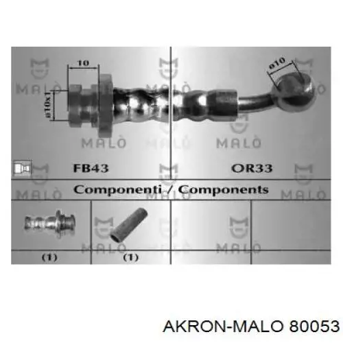 Шланг тормозной передний левый 80053 Akron Malo