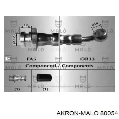 Шланг тормозной передний левый 80054 Akron Malo