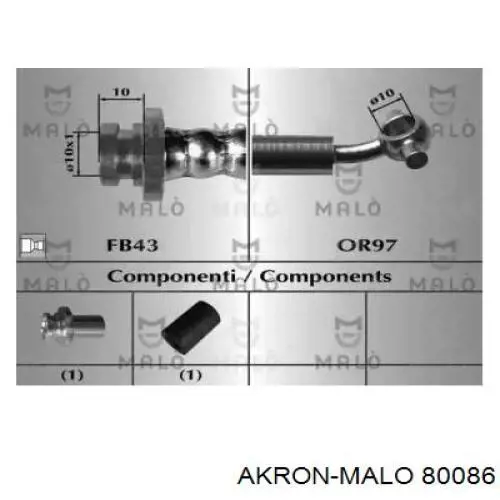 Шланг тормозной передний 80086 Akron Malo