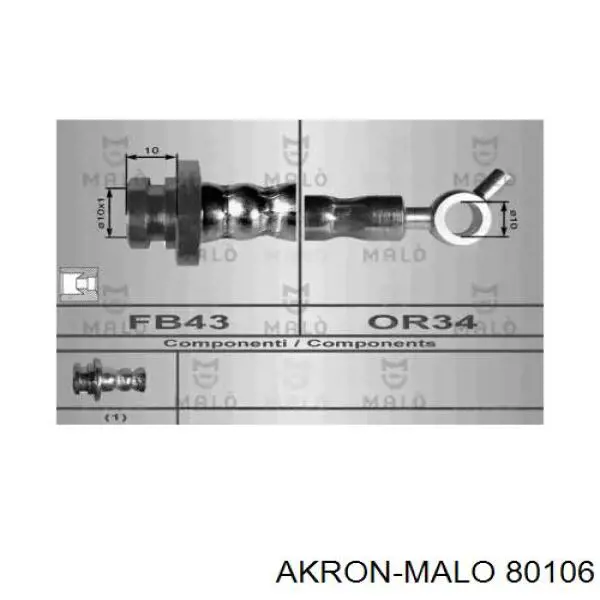 Шланг тормозной передний 80106 Akron Malo