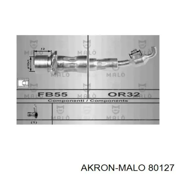 Шланг тормозной передний правый 80127 Akron Malo