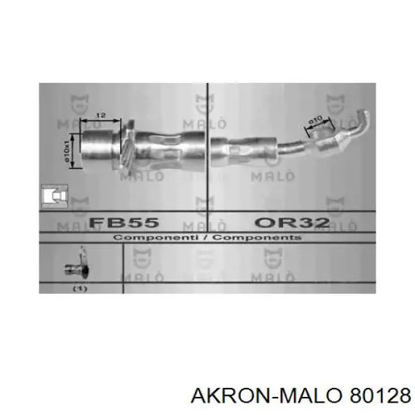 Шланг тормозной передний левый 80128 Akron Malo